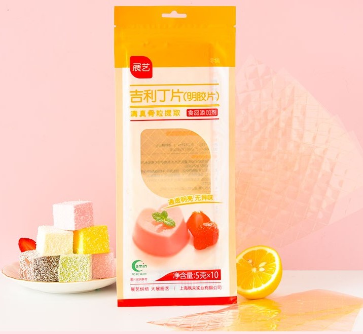 展艺【吉利丁片】食用鱼胶明片 布丁果冻慕斯啫喱专用 (10片装)