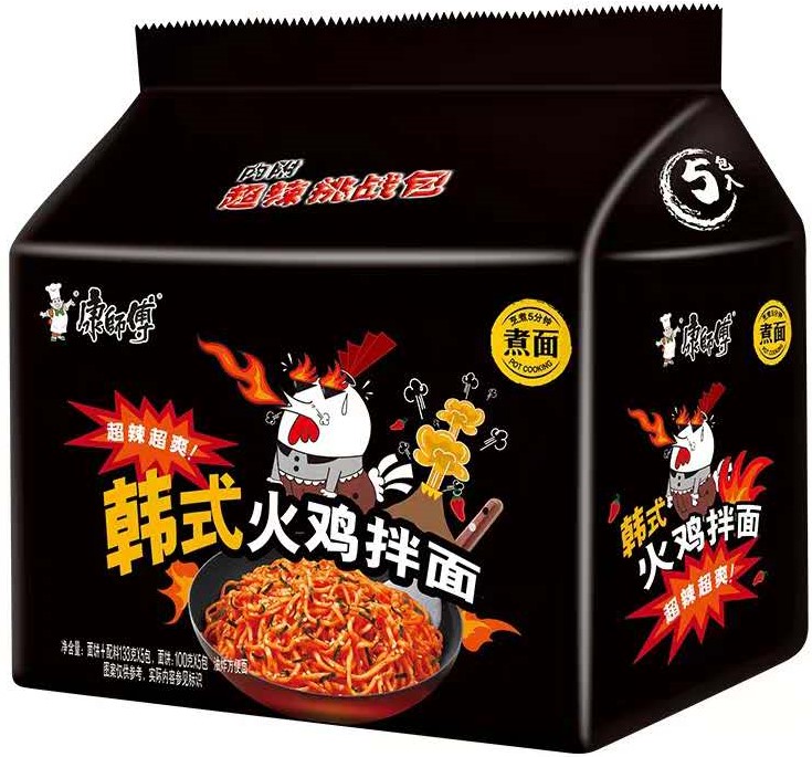 康师傅【韩式火鸡面】超辣火鸡拌面 (5袋装) 5x133g
