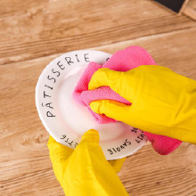 牛筋乳【胶手套】防水厨房洗碗家务清洁专用 ( 一对 黄色 S码 )