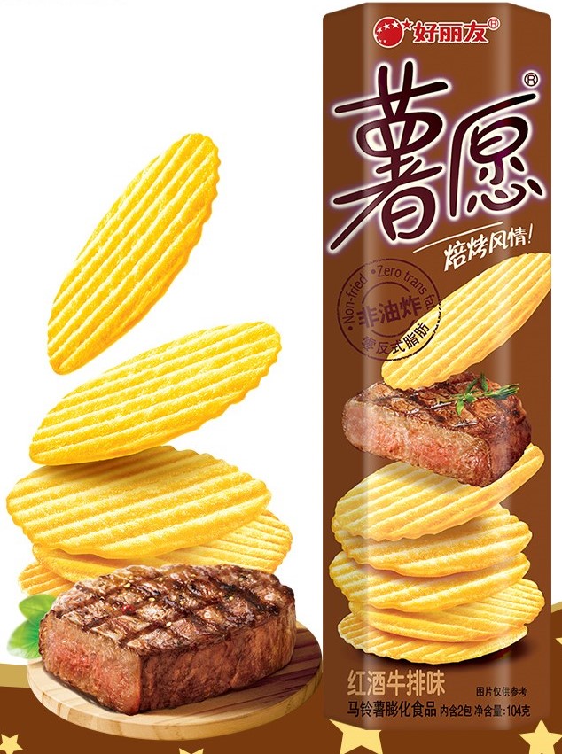 好丽友 "薯愿"薯片 - 红酒牛排味 104g