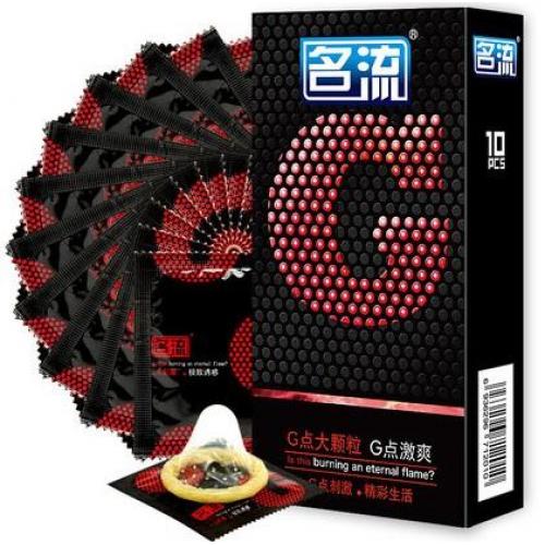 名流【G点大颗粒 G点激爽】天然胶乳橡胶避孕套/安全套 (10只装)