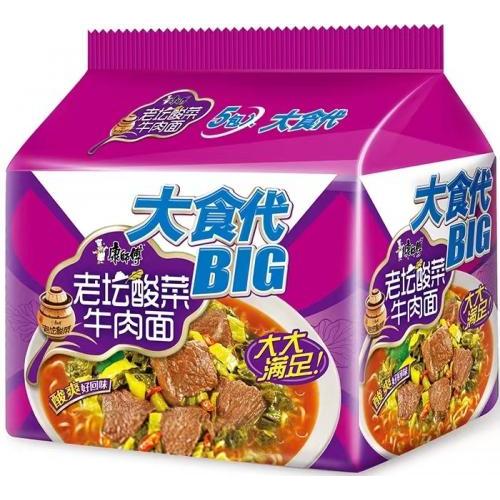 康师傅 大食袋【老坛酸菜牛肉面】(5袋装) 5x139g
