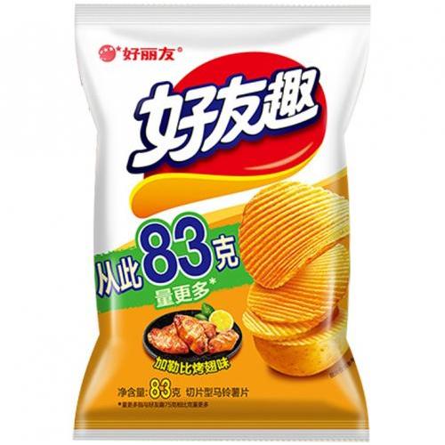 好丽友 好友趣【加勒比烤翅味】凹凸薯片 83g