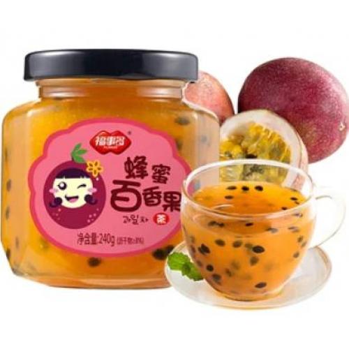福事多【蜂蜜百香果茶】浓缩果酱冲饮 果茶花茶专用 240g
