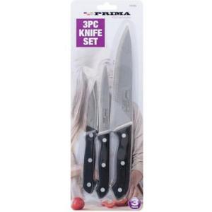 PRIMA【厨房刀】切片刀 切肉刀 水果刀 两用厨房用具切菜刀 (3把套装) 黑手把