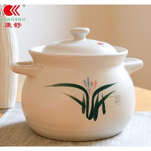 康舒【白砂锅】炖锅/陶瓷/煲汤 明火 耐高温汤煲 养生土锅沙锅汤锅粥煲 3.3L (2.3人份)