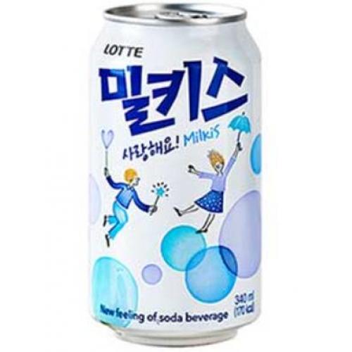 乐天【苏打牛奶汽水】易拉罐装 340ml