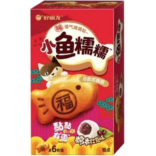 好丽友【小鱼糯糯】鲷鱼状糯米红豆夹心蛋糕 (6枚) 168g