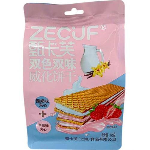 甄卡芙 双色威化饼干【酸奶+草莓】65g