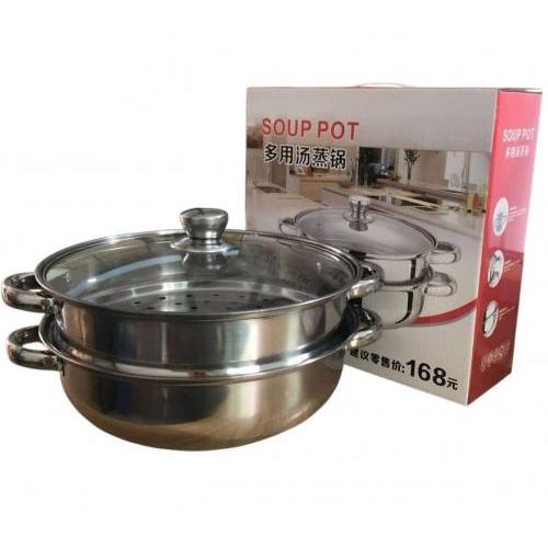 SS 多用汤蒸锅 双层复底蒸锅 燃气炉/电磁炉适用 直径 28cm