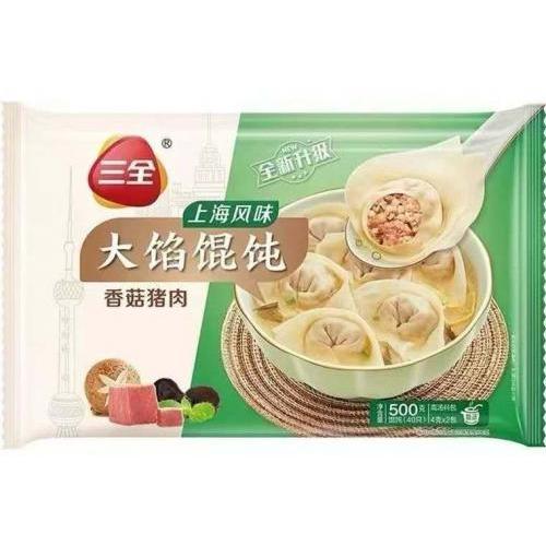 三全 上海风味大馅馄饨【香菇猪肉】(40只) 500g