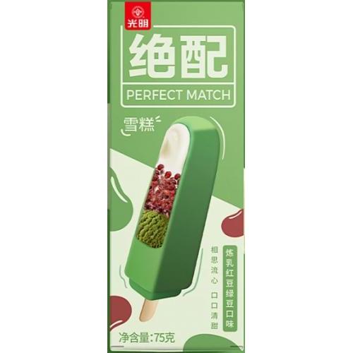 光明【绝配雪糕】炼乳红豆绿豆口味 75g