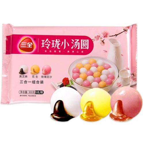 三全 玲珑小汤圆【黑芝麻/花生/玫瑰豆沙】三合一组合装 300g