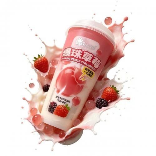 果町星语【爆珠草莓】爆珠牛乳风味饮料 520g