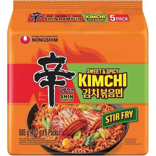 农心【甜辣泡菜炒面】(5袋装) 5x137g